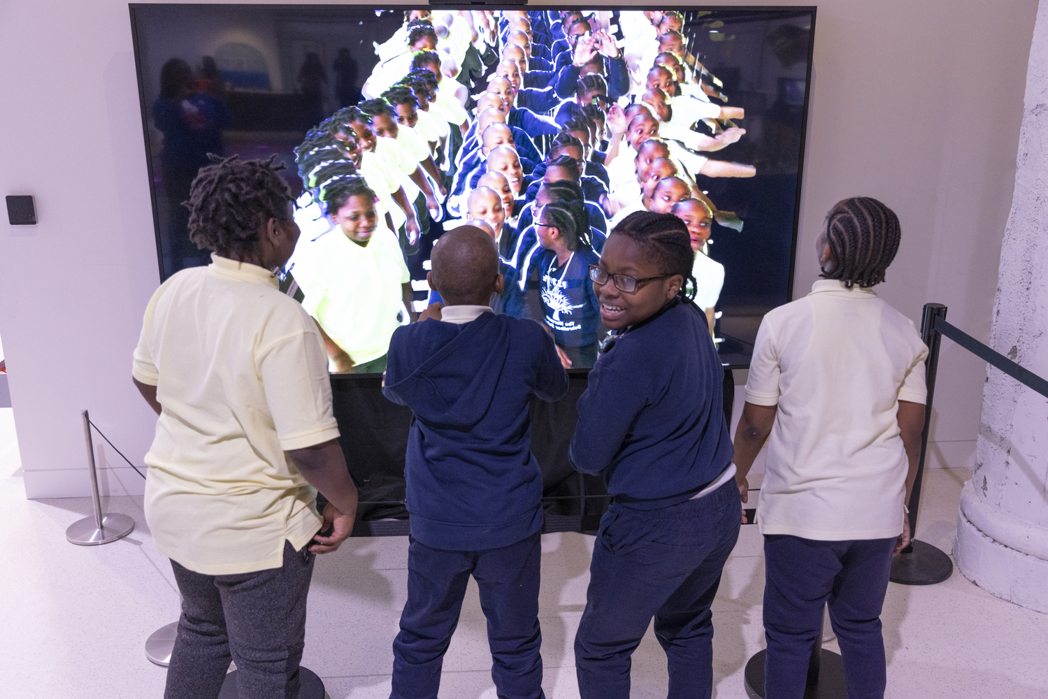 Student at Ring of Fire exhibit
