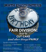 2017 November 1 — “Fair Division: How to Cut Cakes (and other things) Fairly” with Francis Su