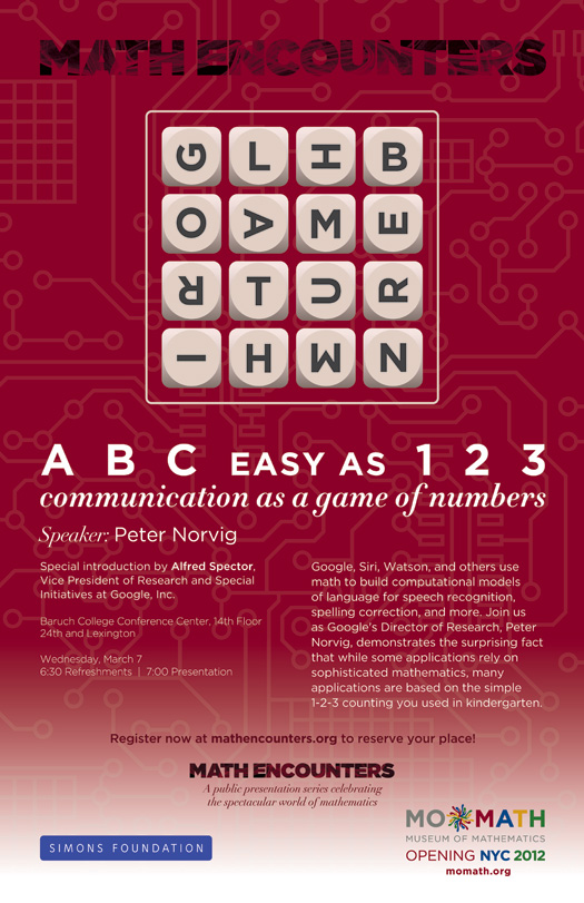 Peter Norvig Math Encounters Poster